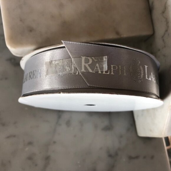 RALPH LAUREN Monogram Silver Gray Satin Ribbon Roll RARE @ 15 ft Spool N… main image 6